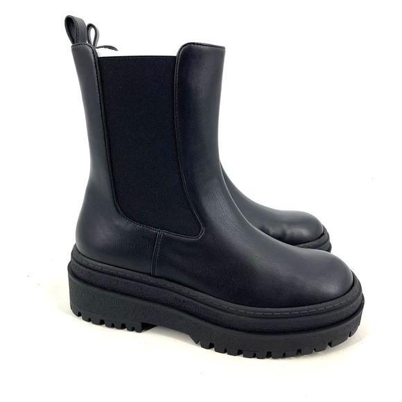 Good American Leather Chelsea Pull On Boot Black Women's 8.5 NIB GA036V-X - Picture 4 of 8